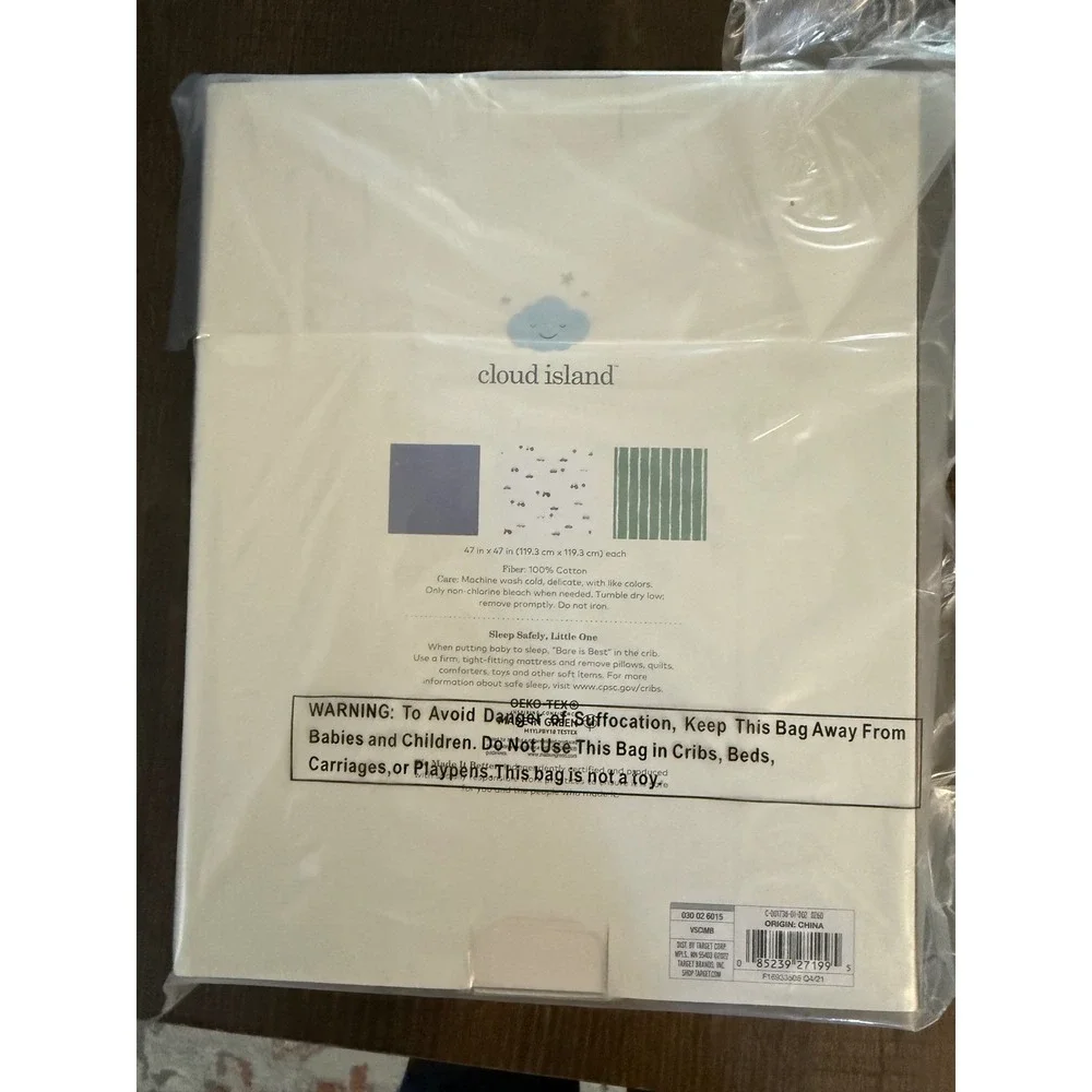 Cloud Island Muslin Blankets 3pk Blue Green Transportation Cars 47x47 VSCIMB